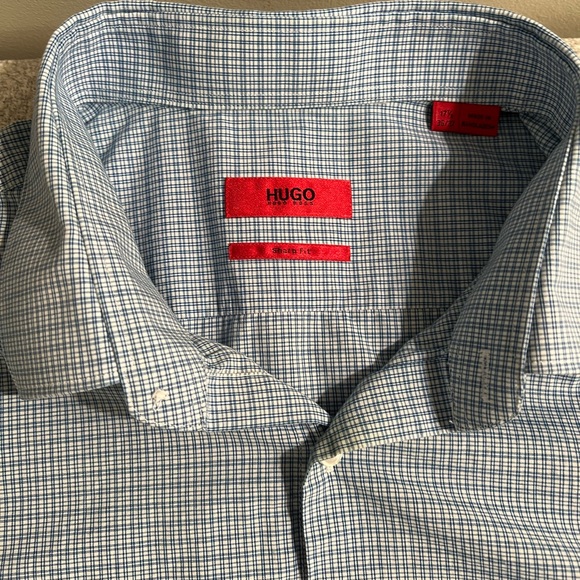 Hugo plaid dress shirt; 17.5, 36/37 - Picture 3 of 6